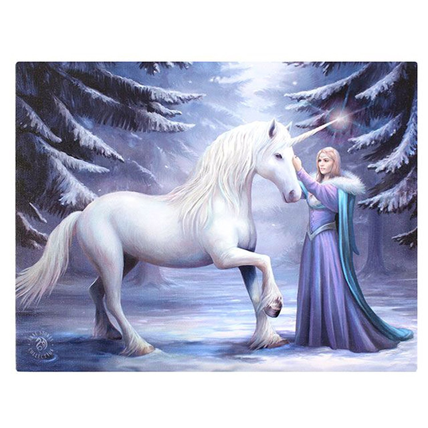 Pure Magic Design - Fantastic Unicorn Design by Artist Anne Stokes - Fantasy Canvas Picture on Frame Wall Plaque/Wall Art