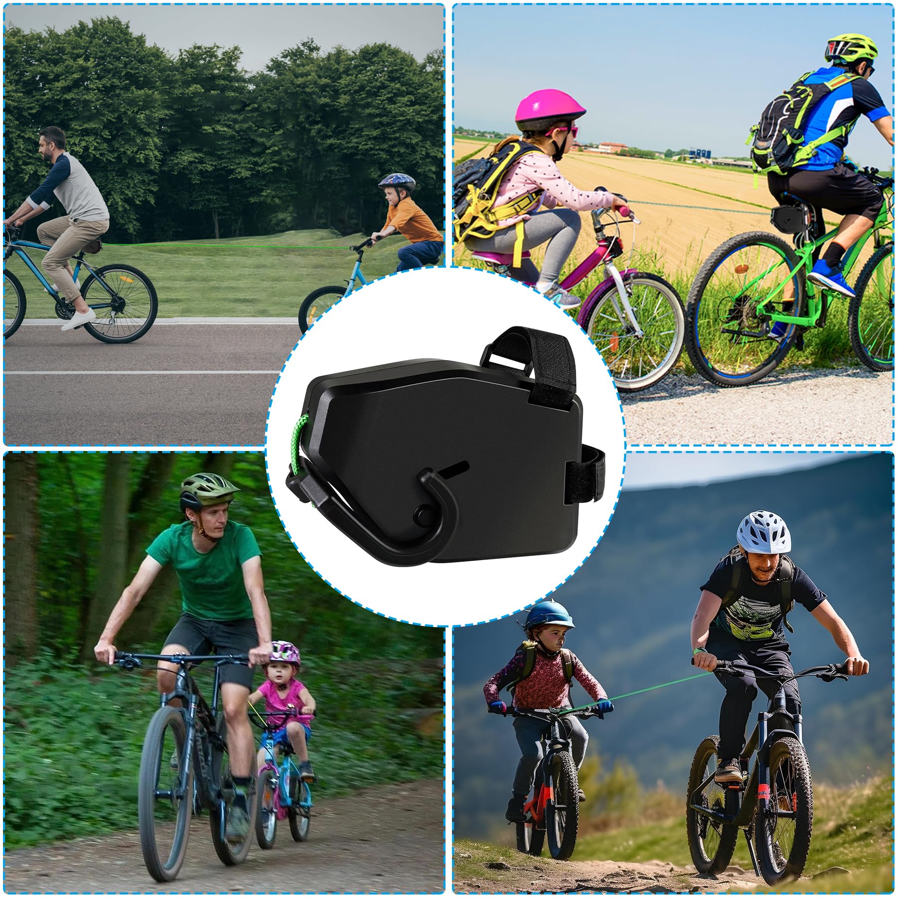 YeahBoom Corda di Traino per Bicicletta,2,5M Bar Trazione Velo Bambino,Sistema di Traino della Bicicletta Retrattile,Fune da Traino Bambini Portatile per Bici MTB e Corda di Traino Genitore Bambino