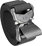 JUKMO Tactical Belt, Military Hiking Rigger 1.5' Nylon Web Work Belt with Heavy Duty Quick Release Buckle Black Medium-for Waist 36'-42' (Length 49')