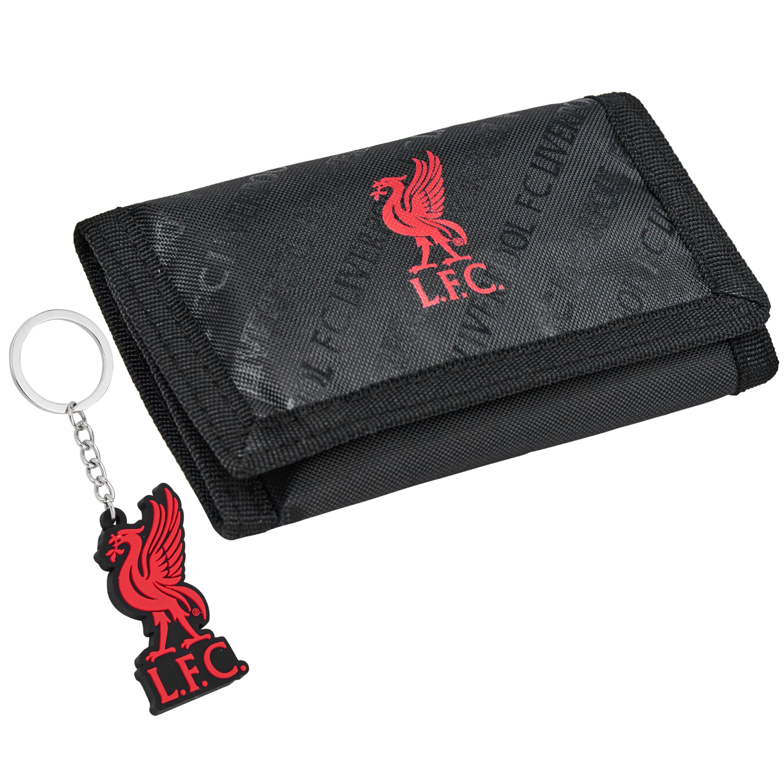 Liverpool F.C. Set di accessori per tifosi sportivi con scomparti per carte di credito e portamonete, attrezzatura per tifosi, regalo per ragazzi, Nero , Taglia unica, Moderno
