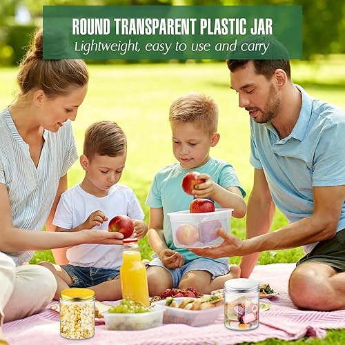 Miniatura 7 de Mifoci 50 tarros de plástico transparente de 16 onzas con tapas roscadas, redondos, vacíos, de plástico, para regalo, recipientes herméticos