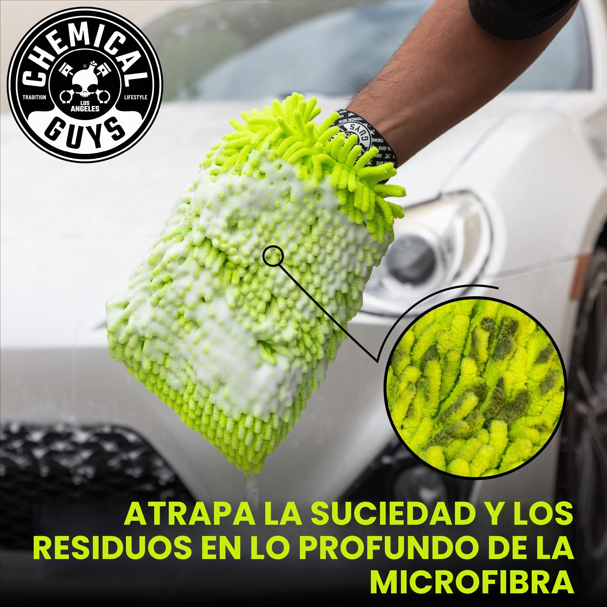 Chemical Guys Manopla de Lavado de Microfibra de Chenilla prémium antiarañazos, Color Verde (Paquete de 2)