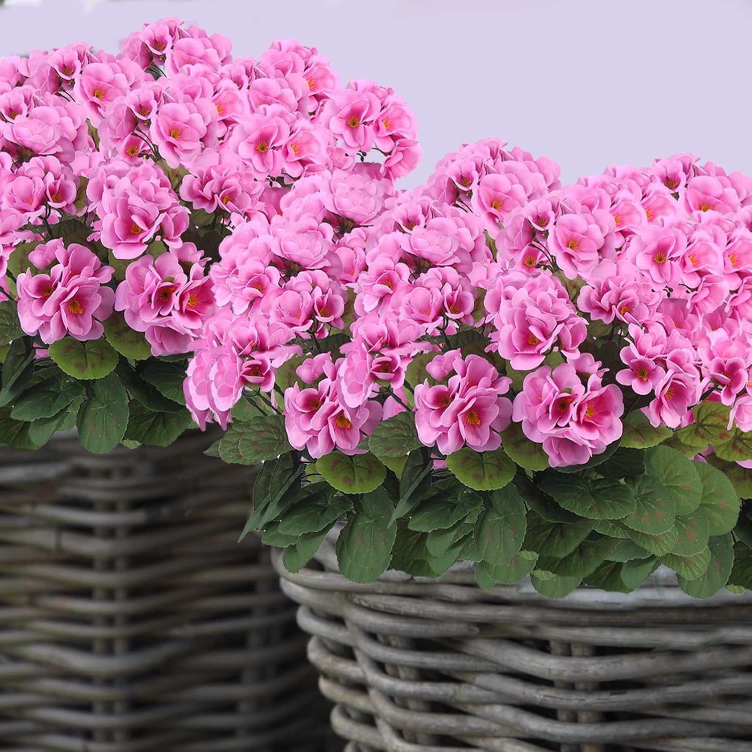 3 Pcs Artificial Geraniums Flowers Silk Geraniums for Outdoors UV Resistant Purple Pink Artificial Geranium Bush Faux Flowers Plant Geraniums for Garden Home Decor Patio Vase Table Centerpiece - Image 6