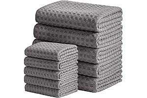 Waffle Weave Microfiber Kitchen Towels and Dishcloths Set, 26 X 18 Inch...