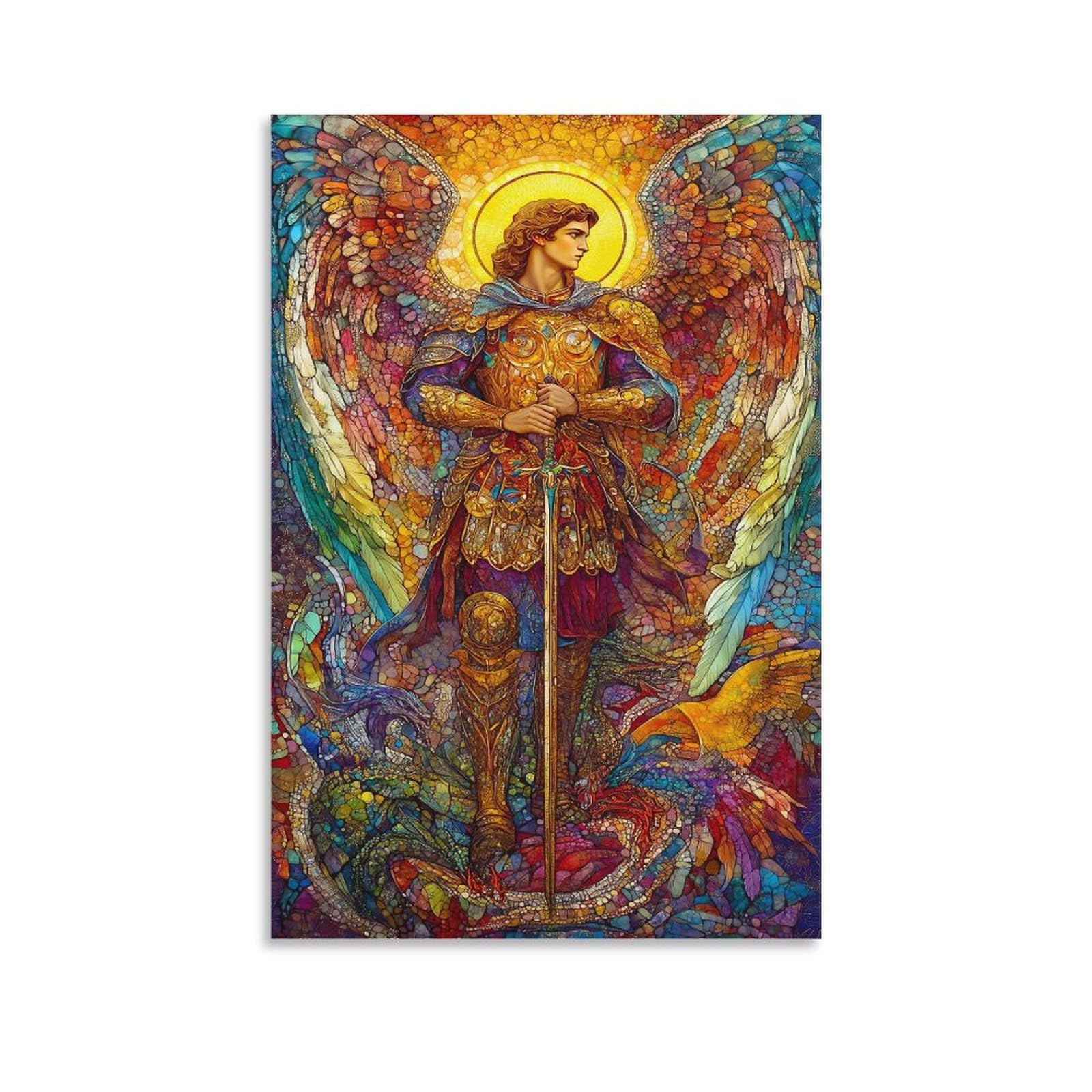 RIAVBAODG Archangel Michael Poster Artwork Angel Giclee Canvas Prints Modern Canvas Wall Art Picture Wall Hanging for Office Gym Living Room Decor 20x30inch(50x75cm)