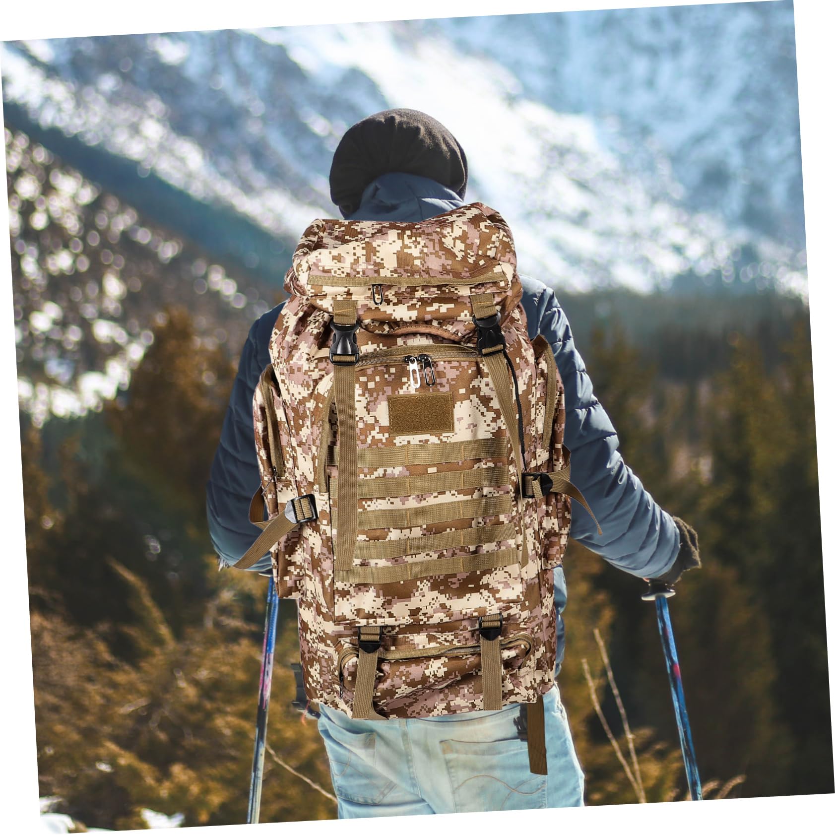 HANABASS Zaino da Trekking da Uomo Travel Backpack Waterproof Backpack Zaino da Trekking Leggero Resistente all'Acqua Zaino da Campeggio Portatile Borse da Trekking Panno Oxford Light Brown