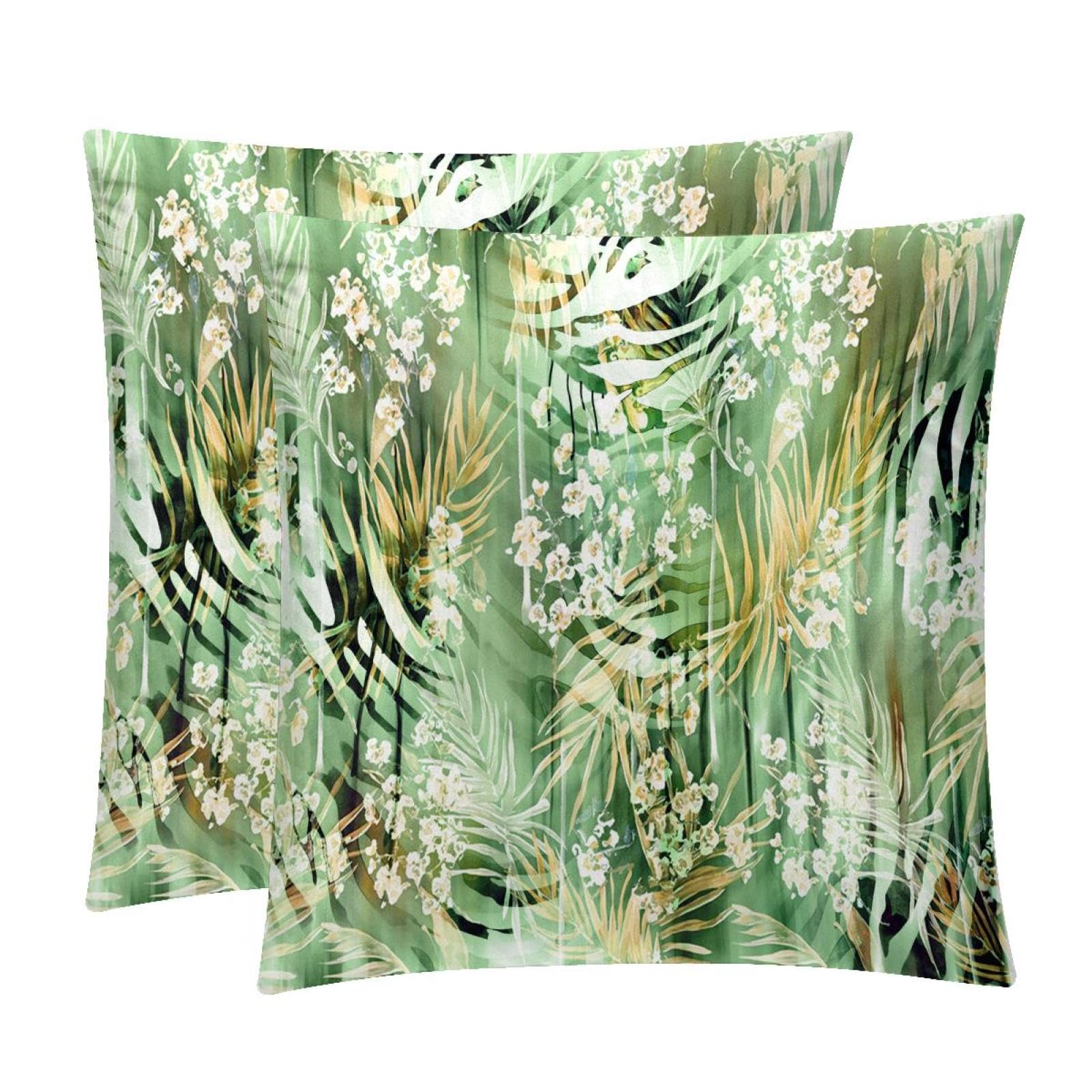 TDGKPZ Green Leaves Throw Pillow Covers 2 Pack Cushion Cases Decorative Pillow Cases Home Decor 40x40cm