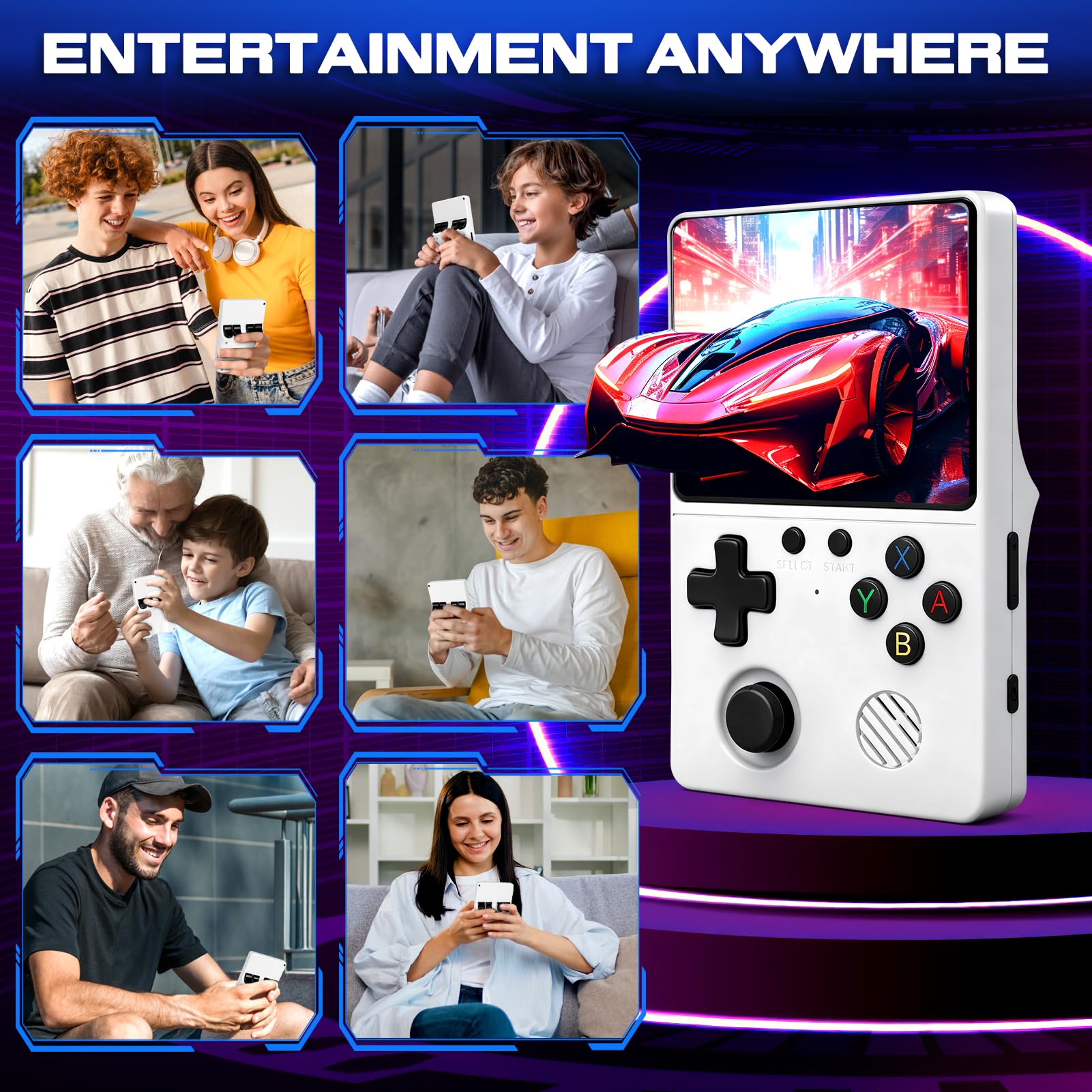Ertisa Console da gioco retrò portatile con 20000+ giochi classici, 3,5'' schermo IPS console retrò 3000mAh batteria 64GB Console videogiochi Supporta 30+ emulatori/sistema Linux Mini arcade tascabile