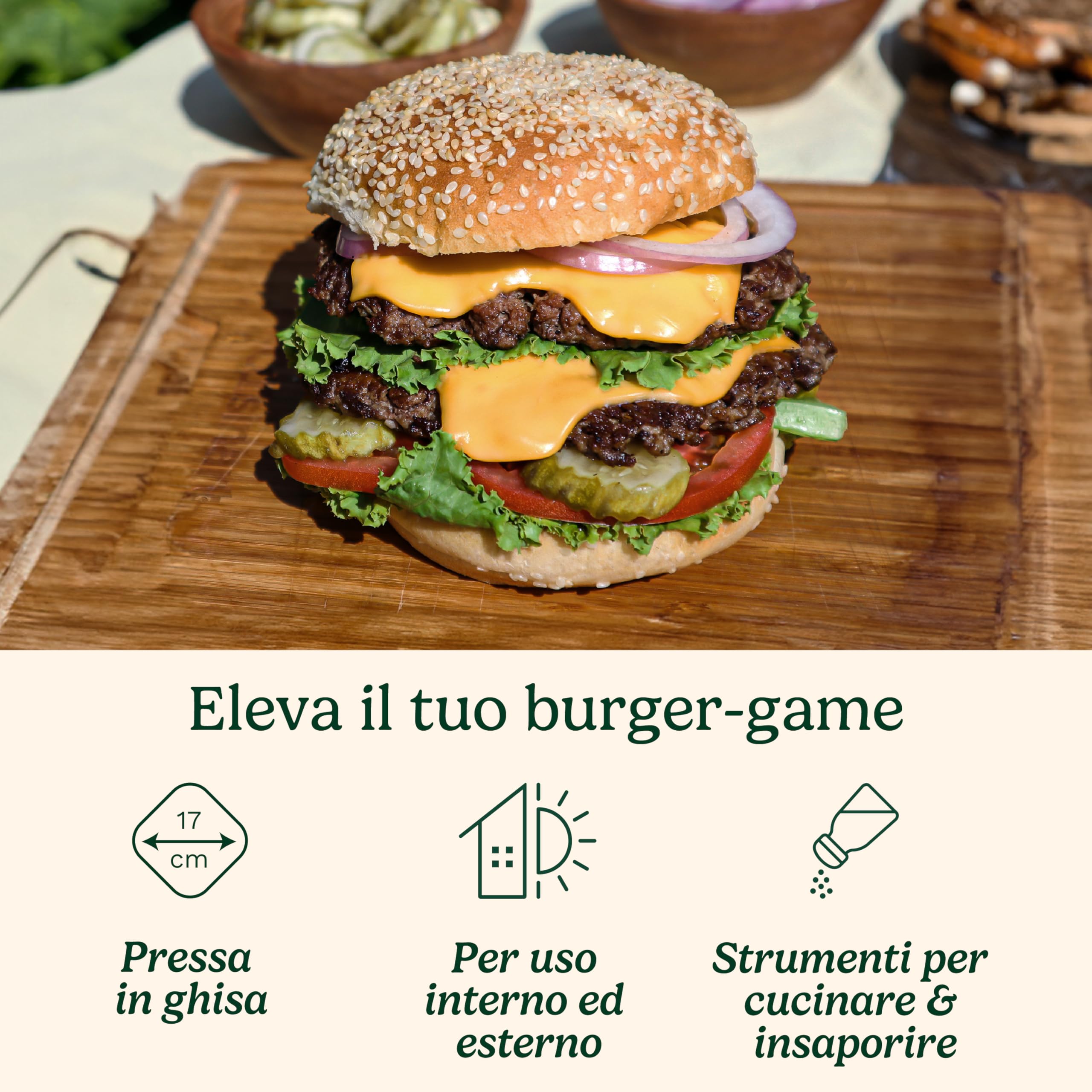 Cuisinart Kit Pressa Burger in Ghisa 17 cm | Smash Burger Press con Spatola e Carta Antiaderente | Pressa Robusta per BBQ, Piastra e Padella | Interno/Esterno