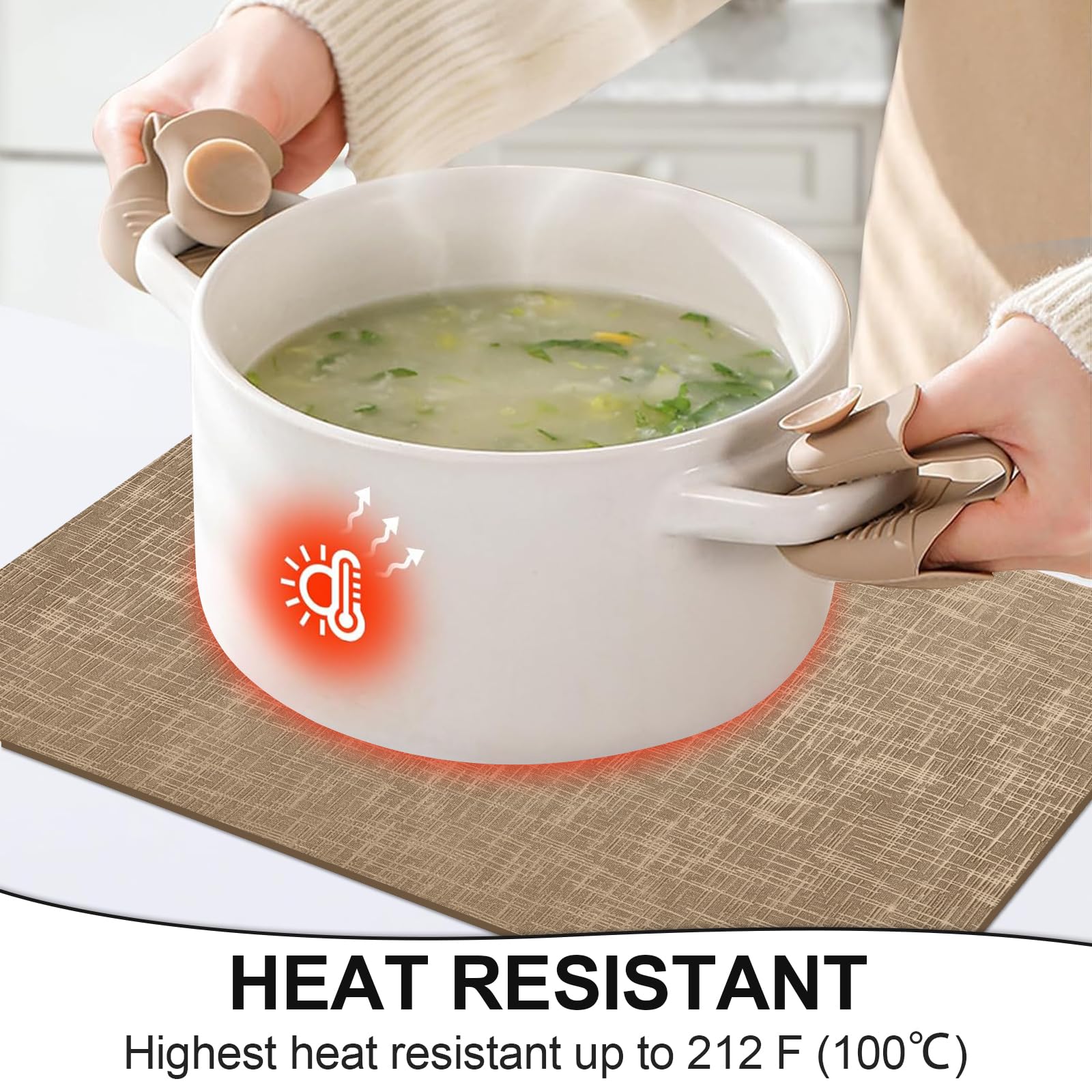 Placemats and Coasters Sets 4, PU Leather Table Mats Non-slip and Heat Resistant 43x30 cm - Image 4