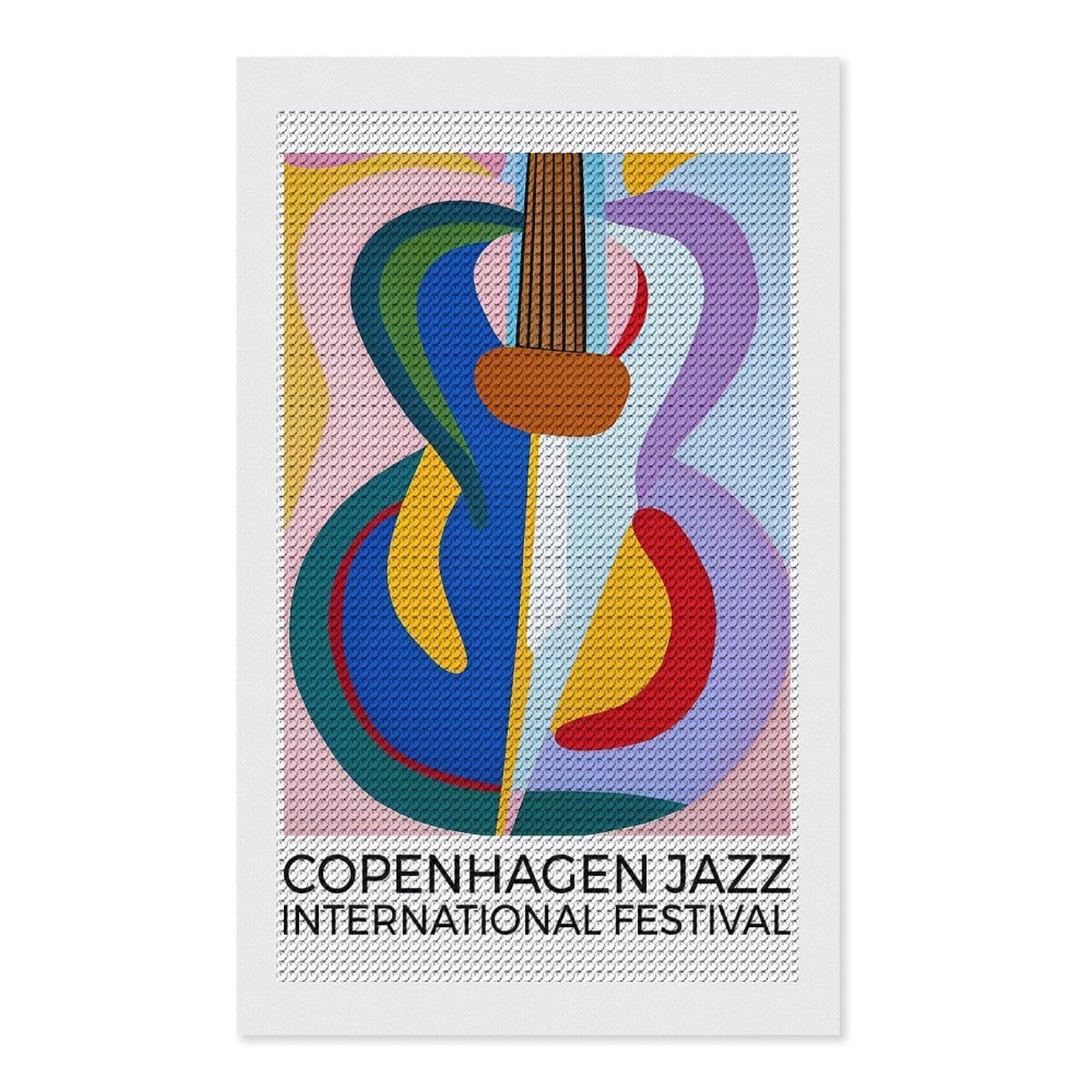 Junmoney Copenhagen Jazz Festival Diamond Painting Canvas Set 12"x20", Mindful Craft Activity, Nice Detail and Sparkle, Farmhouse Decor, Birthday Gift