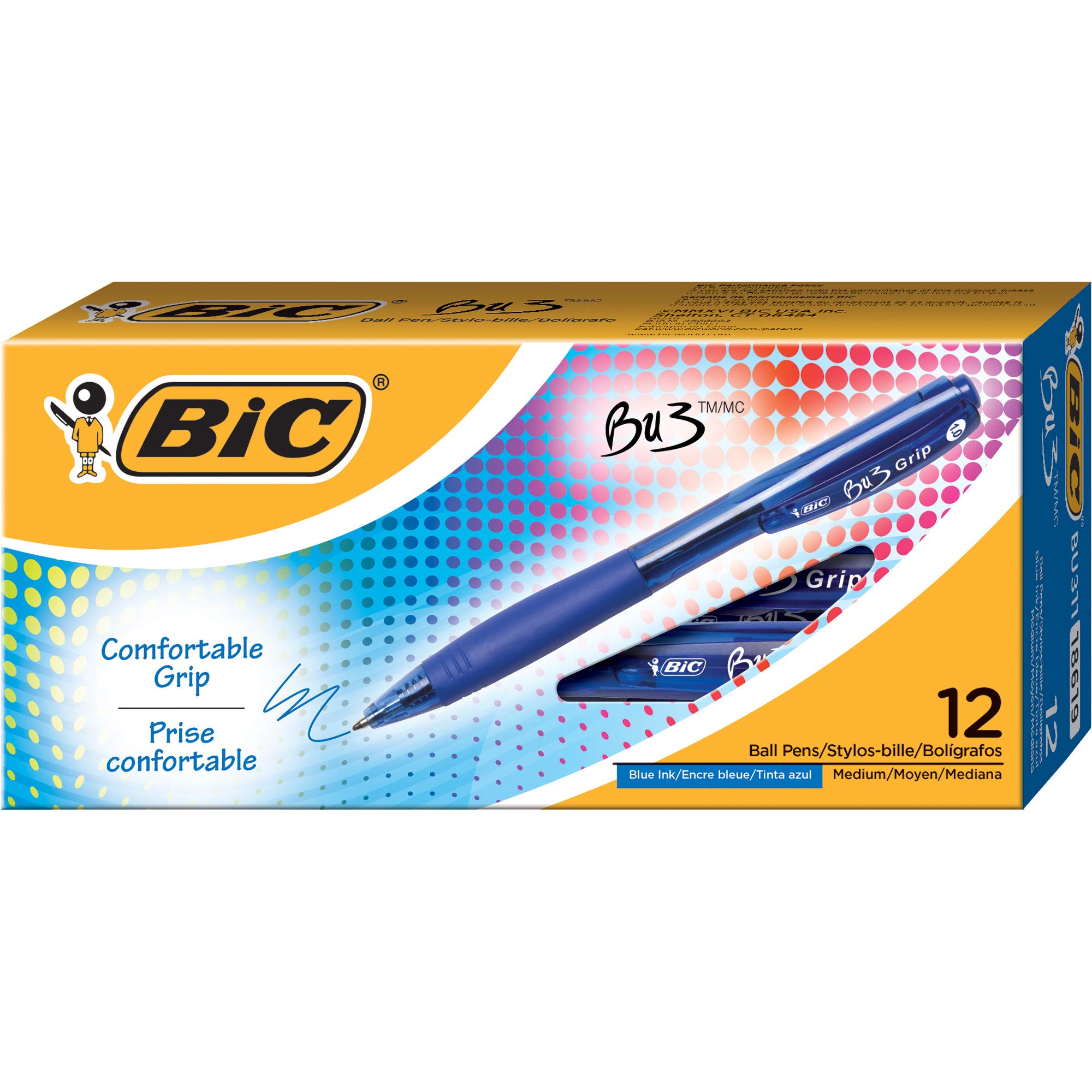 BIC - BU3 Retractable Ballpoint Pen 1.0 mm Blue BU311BE (DMi DZ