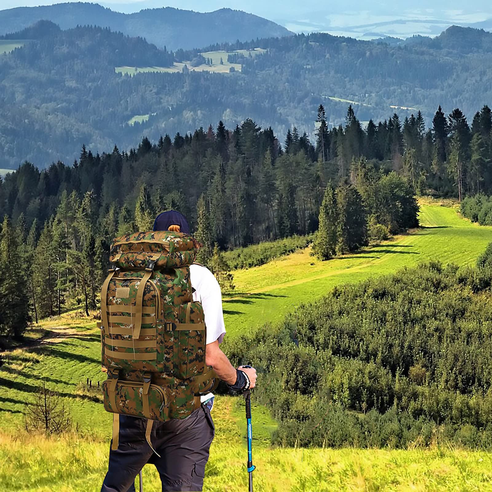 Zaino Trekking Grande 60 litri - 80L Zaino da Campeggio Tattico Militare Zaini da Escursionismo Impermeabile per Uomo Donna per Viaggio Outdoor, Montagna, Pesca, Caccia