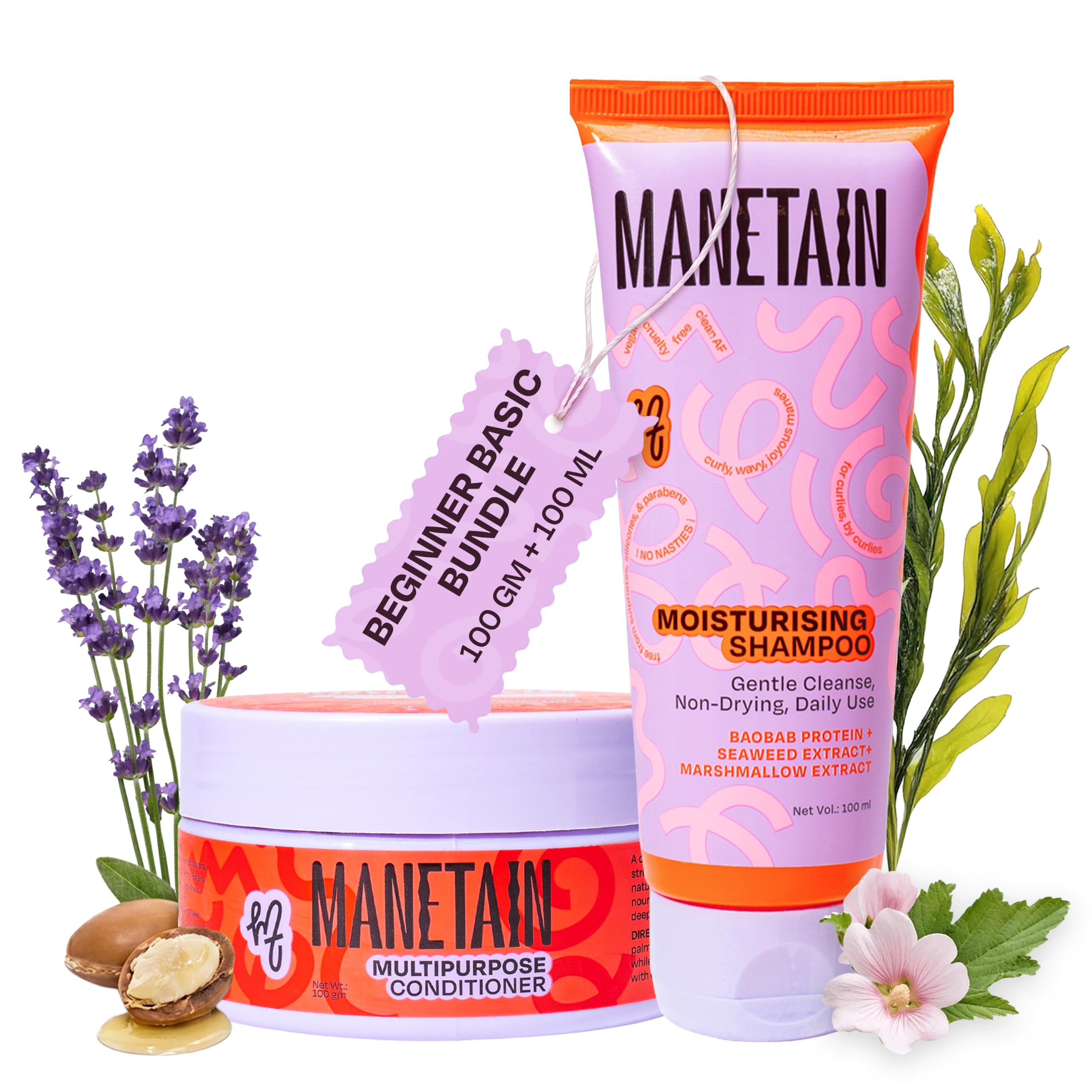 MANETAIN Beginner Basic Bundle | Moisturising Shampoo 100ml & Multipurpose Conditioner 100gm | Protein/Moisture Balanced for Curly, Wavy & Frizzy Hair | Frizz Control, Hydrating, Strengthening, Curl Enhancing | CG Friendly-picture-22