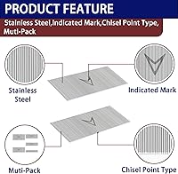 Vista 4 de HAMWOO - 5000 clavos de acero inoxidable calibre 23, clavos sin cabeza (3/8, 5/8, 4/5, 1, 1, 1-3/16 pulgadas), varios 5 tamaños para moldear