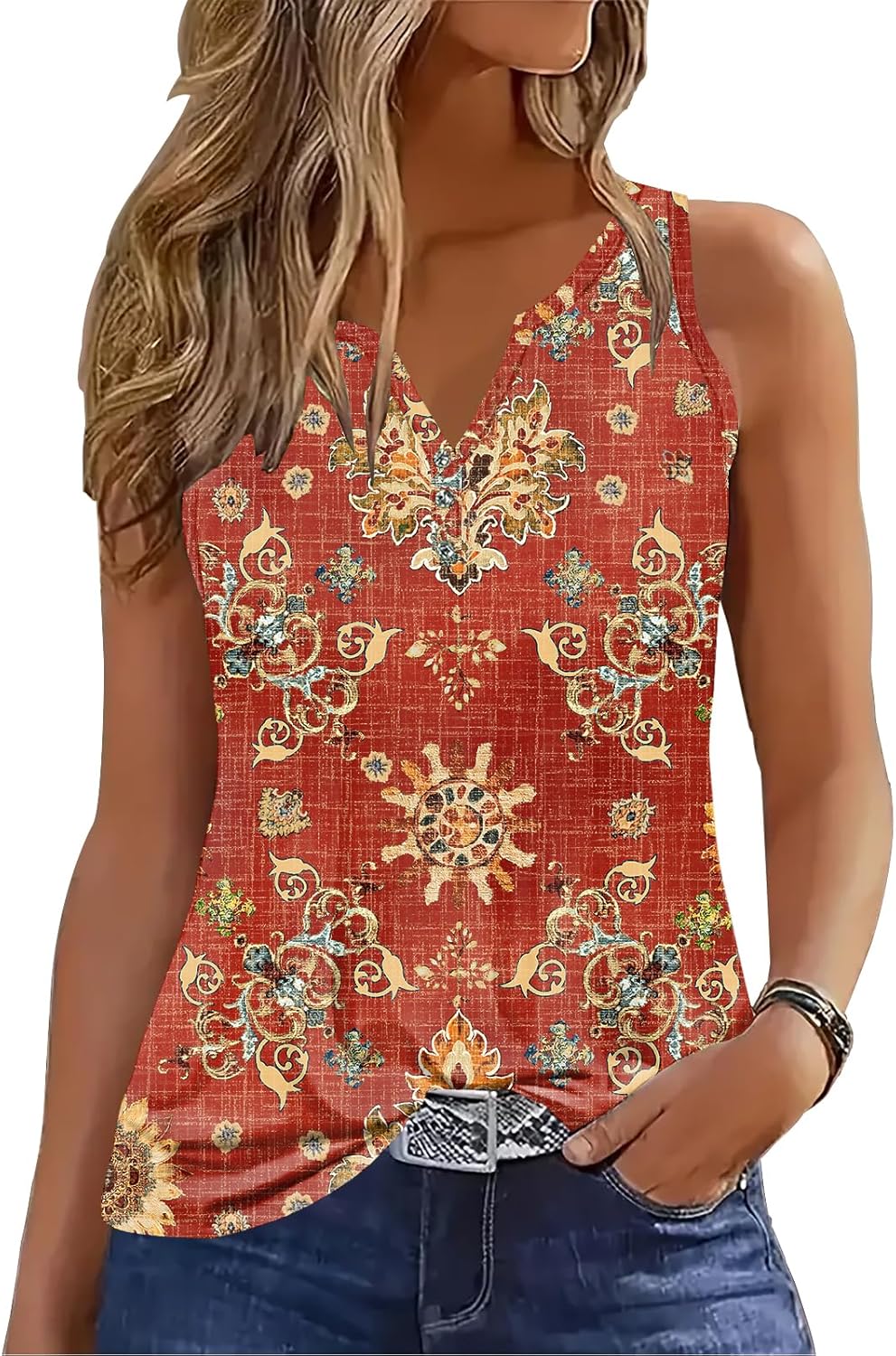 Disamer Tank Tops for Women 2026 Summer Casual Button Down Shirts Loose Fit V Neck Sleeveless Tshirt Blouse