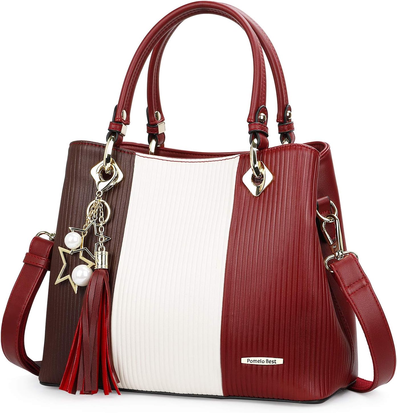 Pomelo BestHandbags for Women with Multiple Internal Pockets in Pretty Color Combination, Women's Satchel Handbag