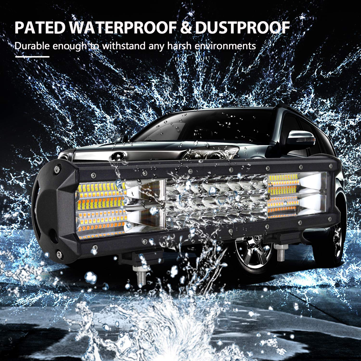 Willpower Barra de Luz de Trabajo LED 38cm 216W Estroboscópicas Barra Led 12V 24V Impermeable Combinación de Punto y Inundación Barras de Luces Led para 4x4 Coche Camión Barco Tractor 4WD