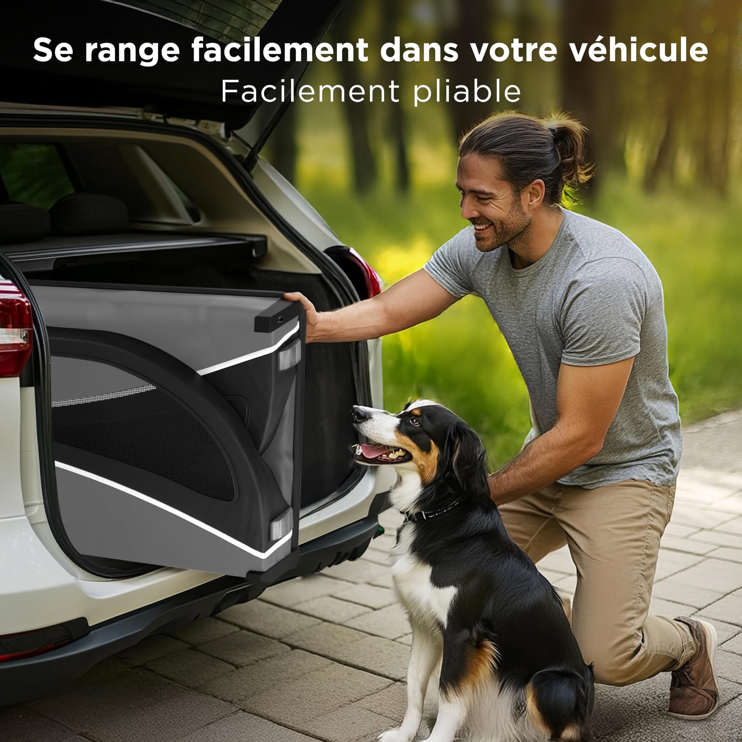 Remorque Velo Chien – Chariot Pliable avec attelage et réflecteurs – Carriole étanche Jusqu’à 40 kg – Compatible avec vélos électriques – Noir