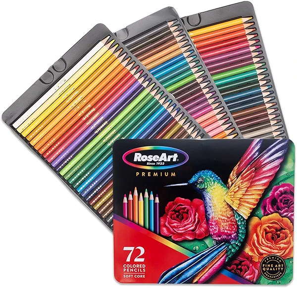 RoseArt Premium 72ct Colored Pencils – Art Supplies for Drawing, Sketching, Adult Colors, Soft Core Color Pencils 72 Pack, multi