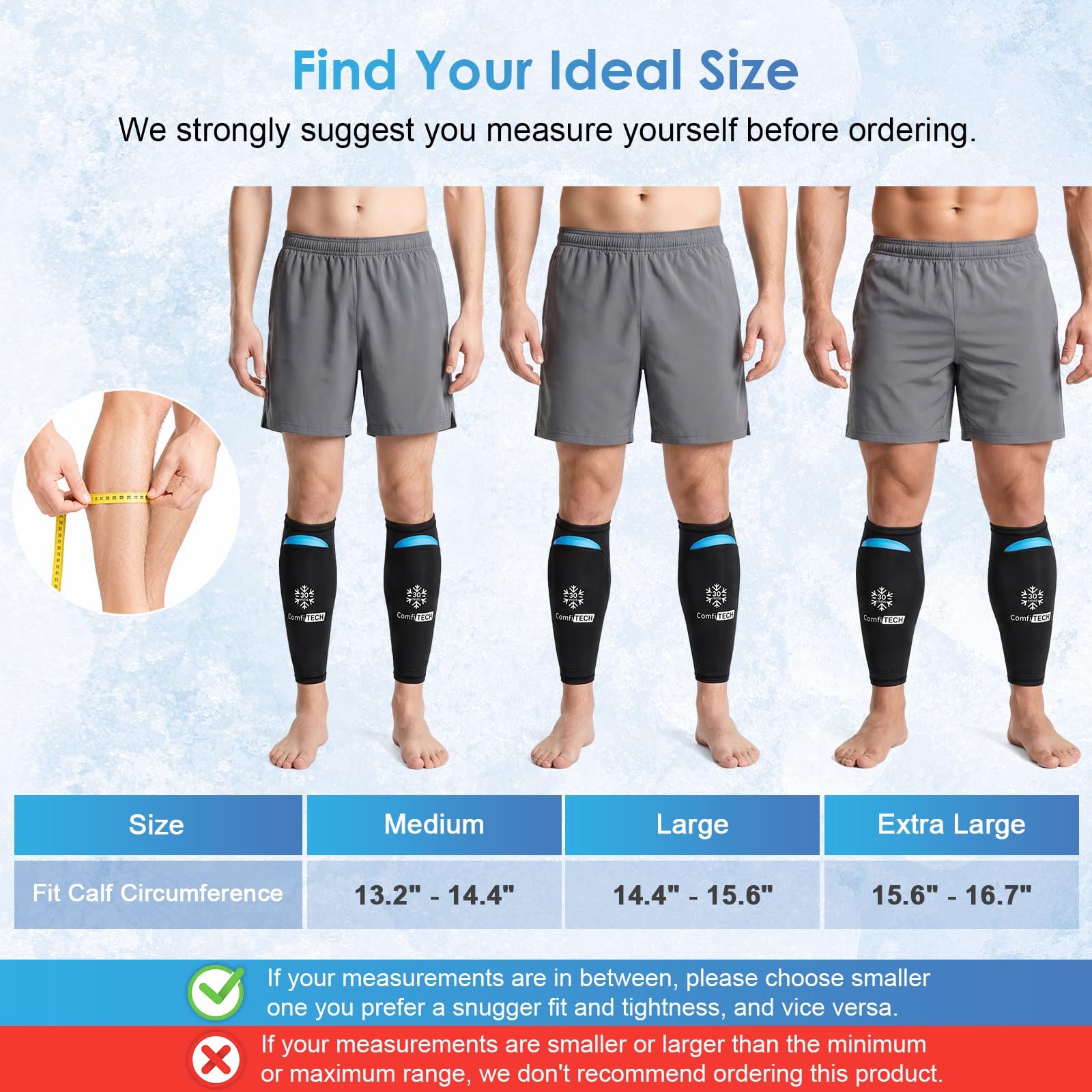 ComfiTECH Compresse Glace Double Gel Tibia, 30 Min Froid, L, 2 pcs