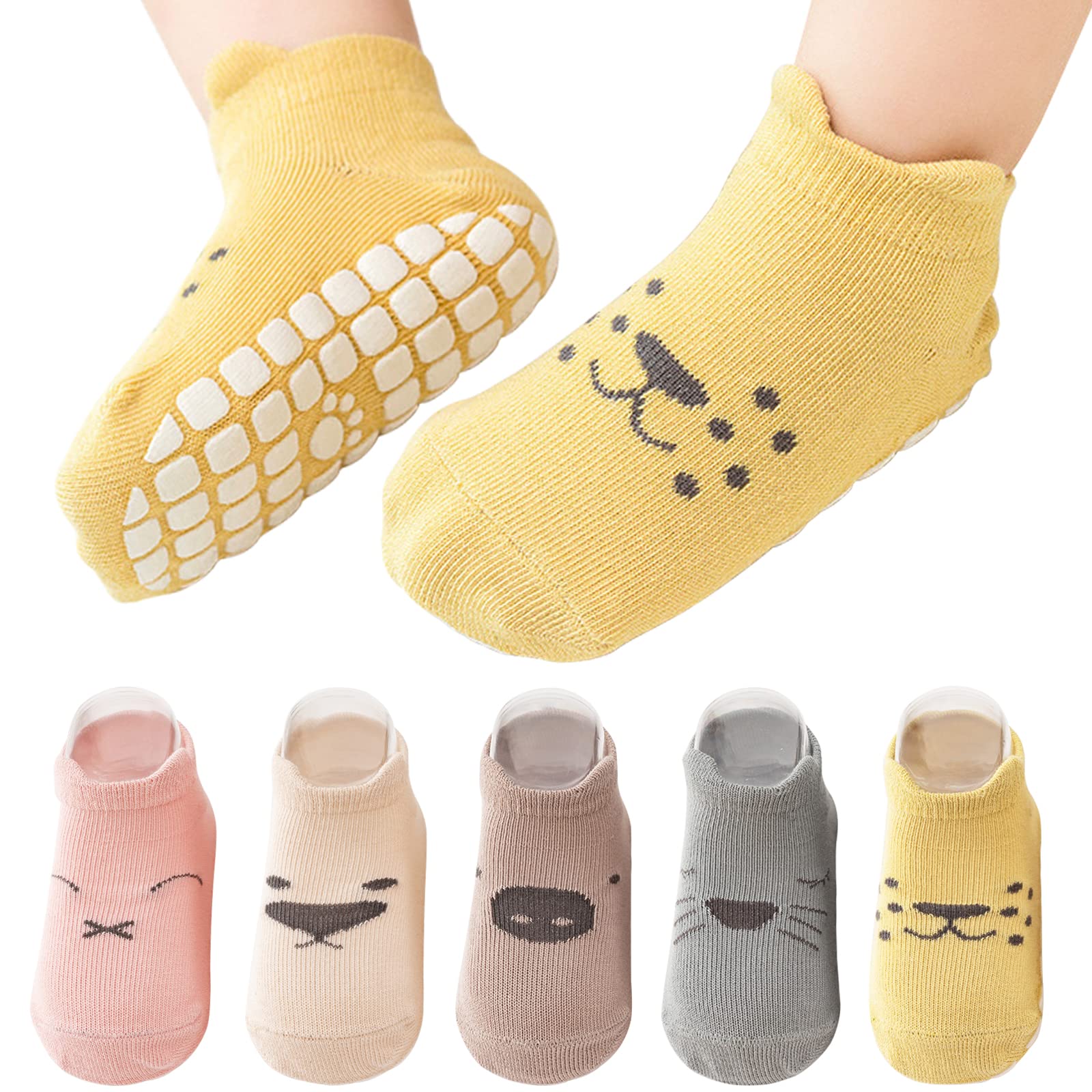Looching Toddler Baby Non Slip Socks with Grips Cartoon Boys Girls Anti-Slip Floor Walking Sock for Infants Newborn 0-5T