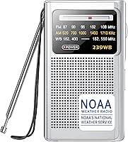 Greadio NOAA Weather Radio: Portable AM/FM Battery Operated Emergency Radio with Superior Reception for Hurricanes & Travel (Silver)