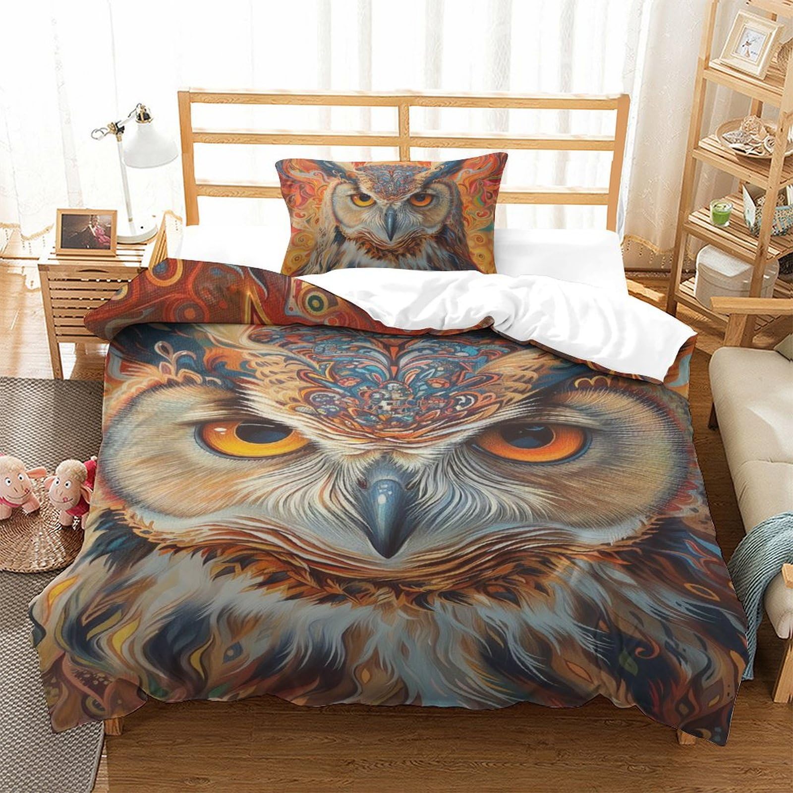 Parure de lit motif aigle 3d housse de couette microfibre 135x200cm pour lit enfant