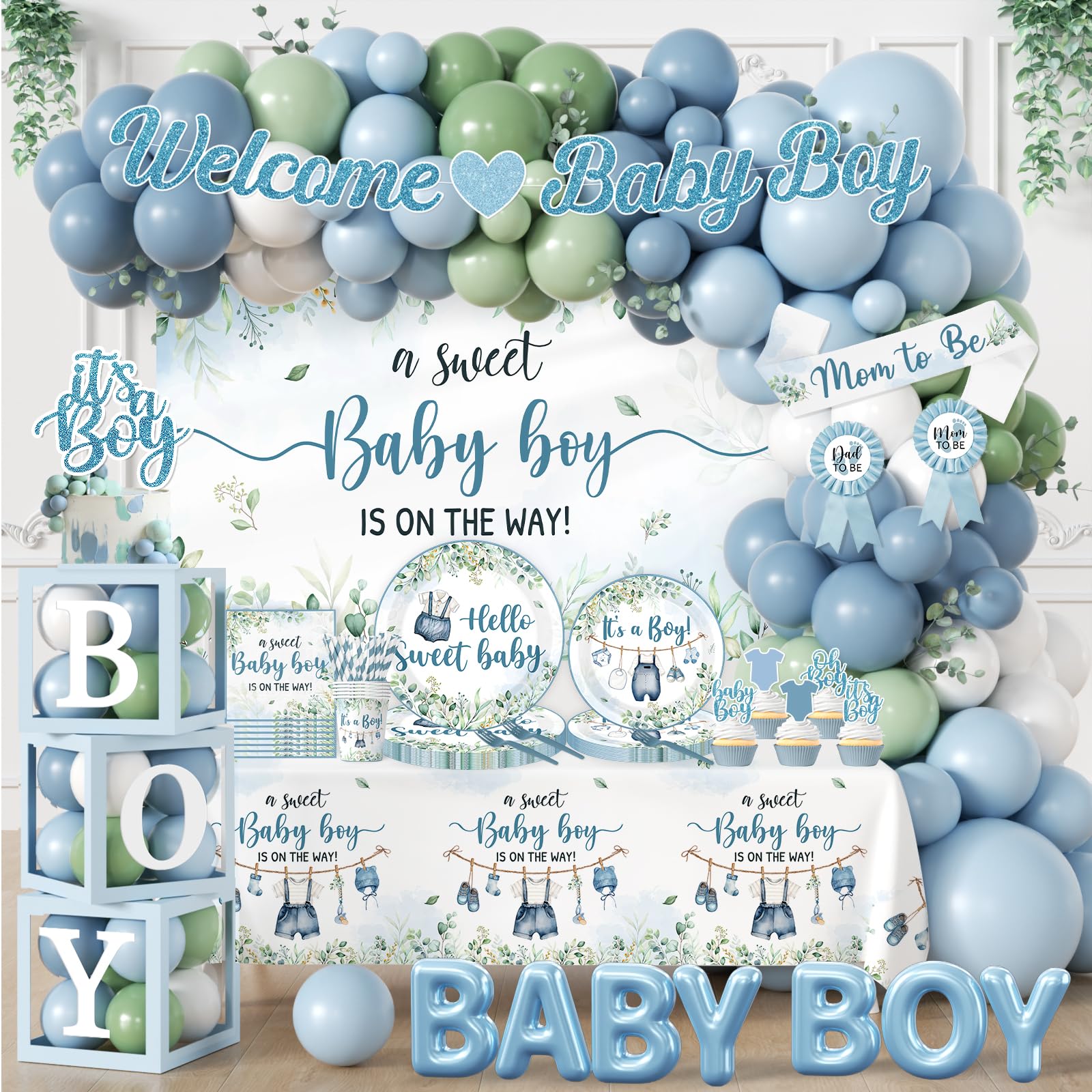 Décorations de douche pour bébé garçon accessoires de fête prénatale