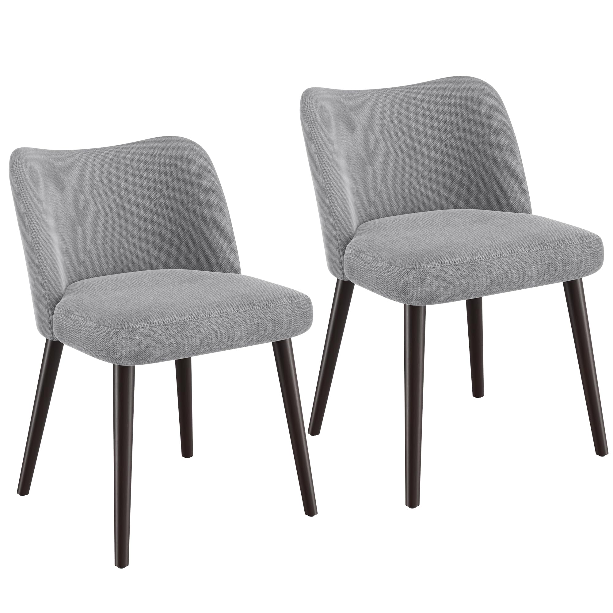 YUUIJOAA Dining Chairs Set of 2, Kitchen Chairs with Wooden Legs, Upholstered Chairs for Dining Rooms and Kitchens, Light Grey