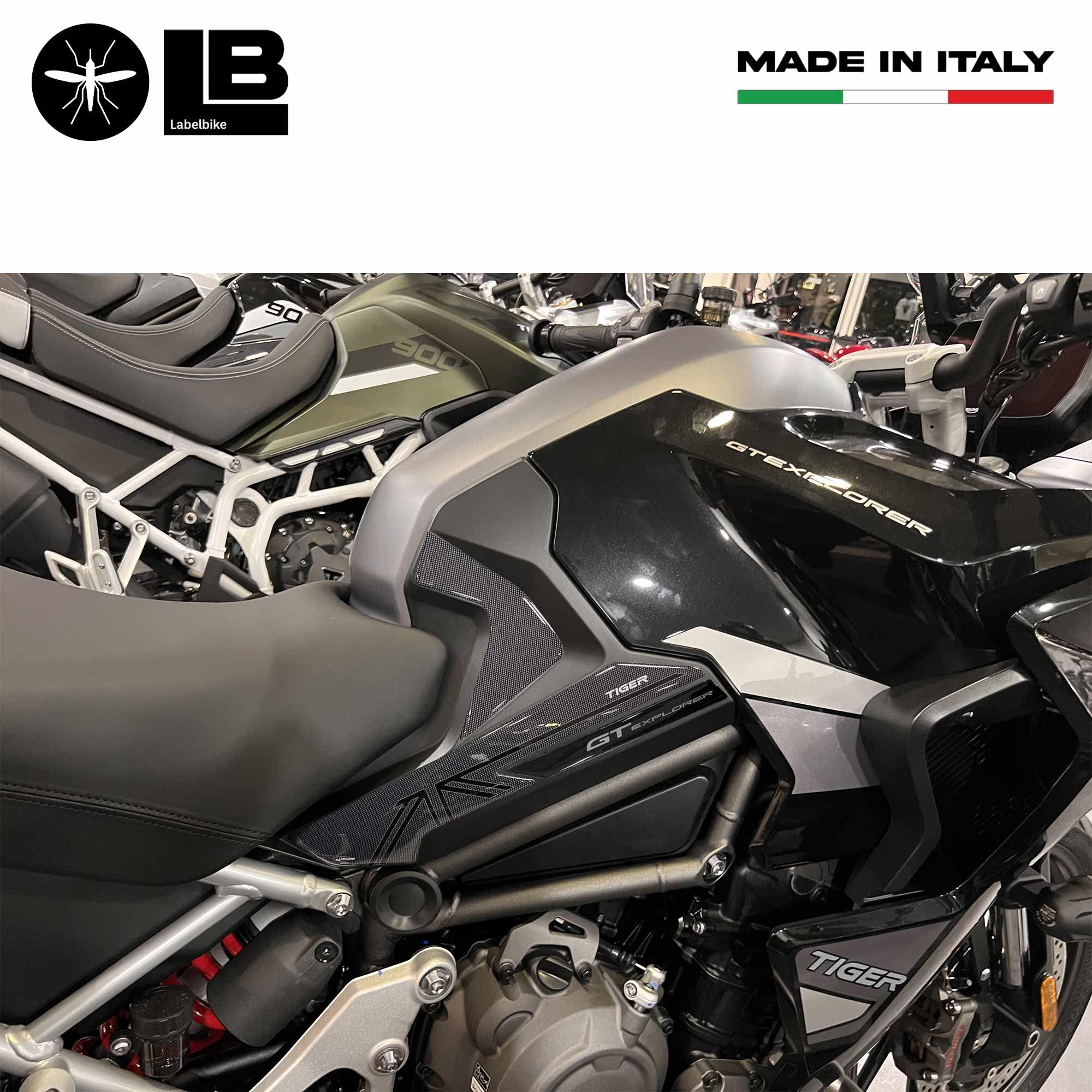 labelbike - Naklejki 3D z żywicy Osłony Zbiornika bocznego Motocykla kompatybilne z Triumph Tiger 1200 GT Explorer 2022-2023