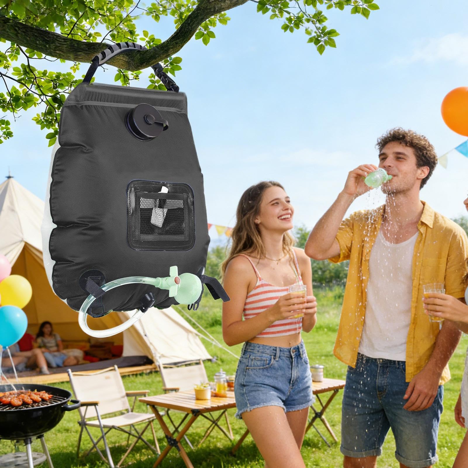 Doccia Portatile Da Campeggio 20L Solare Amovibile Borsa da Bagno con | Borsa per Doccia da Campeggio Per Esterno Spiaggia Interno Casa Cabina Campo Glamping Cortile Balcone Terrazz