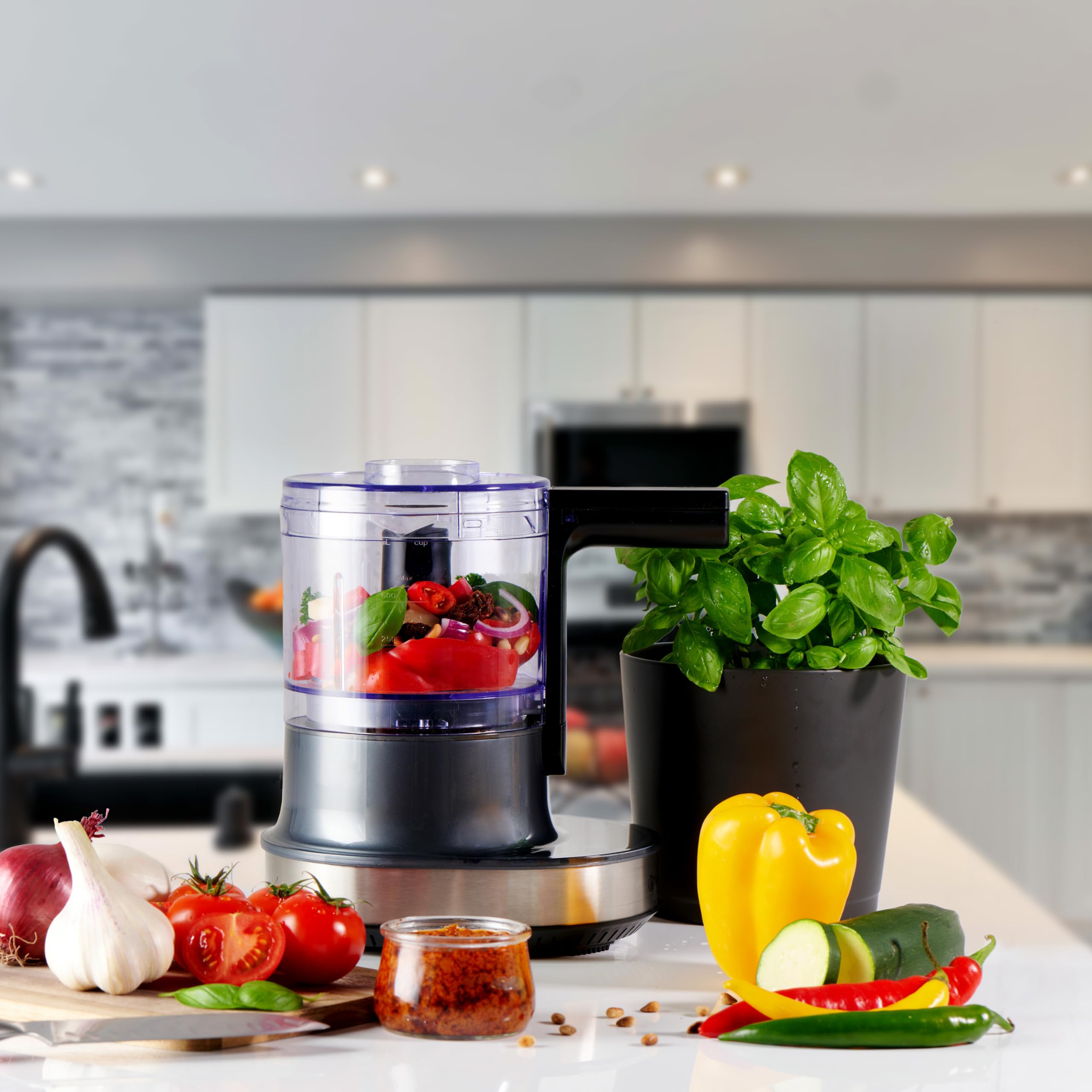Multipicadora eléctrica 4D de Nutri-Chopper, picadora universal para nueces, cebollas, frutas y verduras, carne, función de cuchilla automática, recipiente de mezcla (500 ml), sin BPA