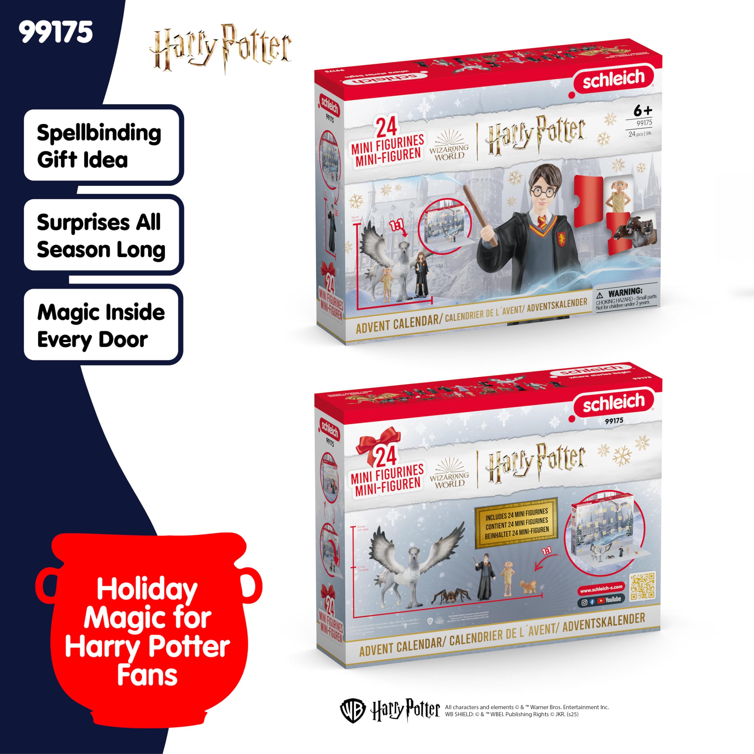 schleich HARRY POTTER calendario dell’Avvento 2025 – 99175 | personaggi da collezione e da gioco realistici | idea regalo per bambini dai 6 anni e fan | calendario natalizio con 24 sorprese