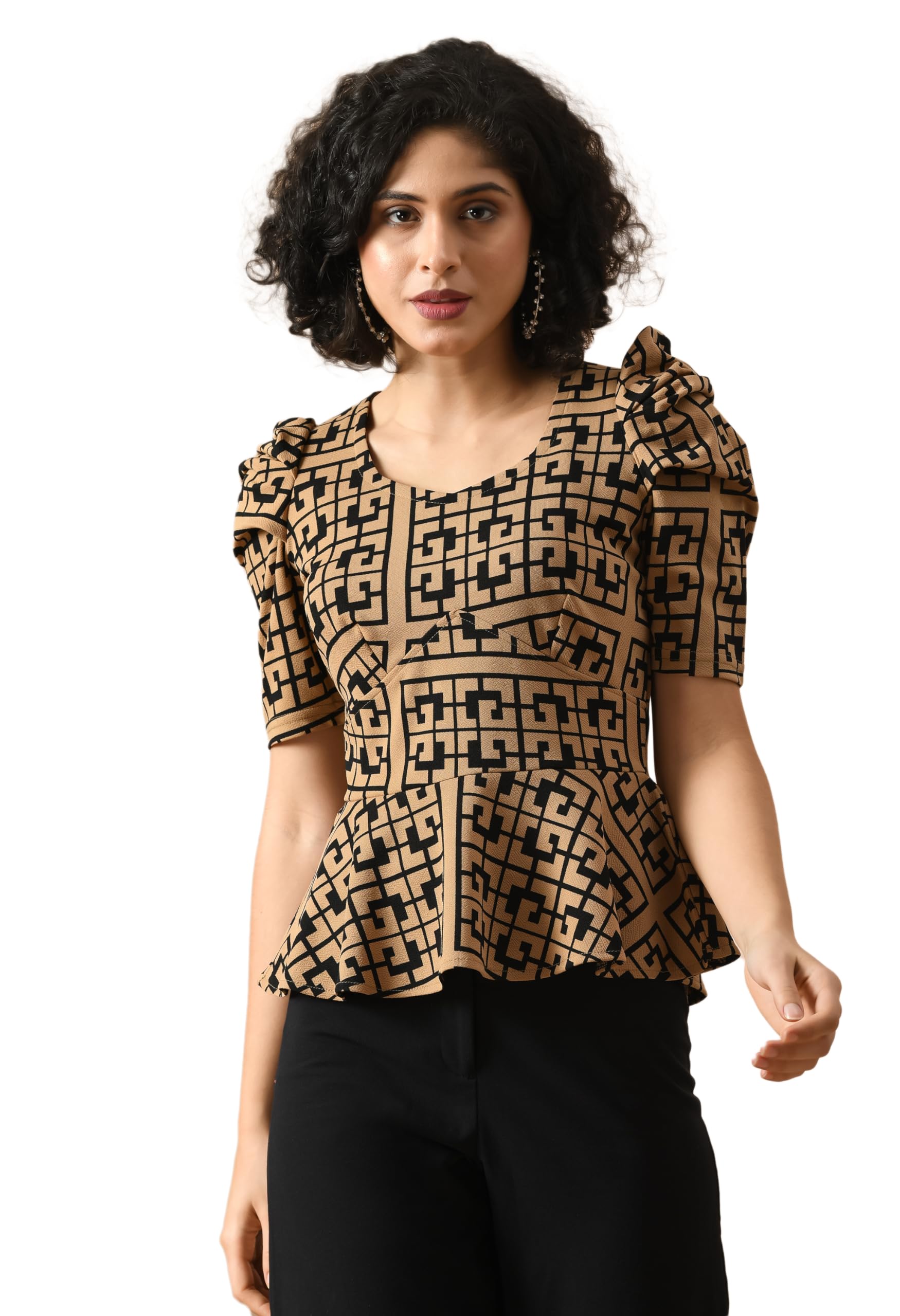 Women's Solid Rayon Flared A-Line Top for Women & Girls Women's Top (1127_Black