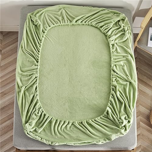 Miniatura 7 de FCLDESHOP Sábana bajera de fácil cuidado sábanas de franela antideslizantes cálidas para otoño e invierno cubrecolchón de bolsillo profundo de color