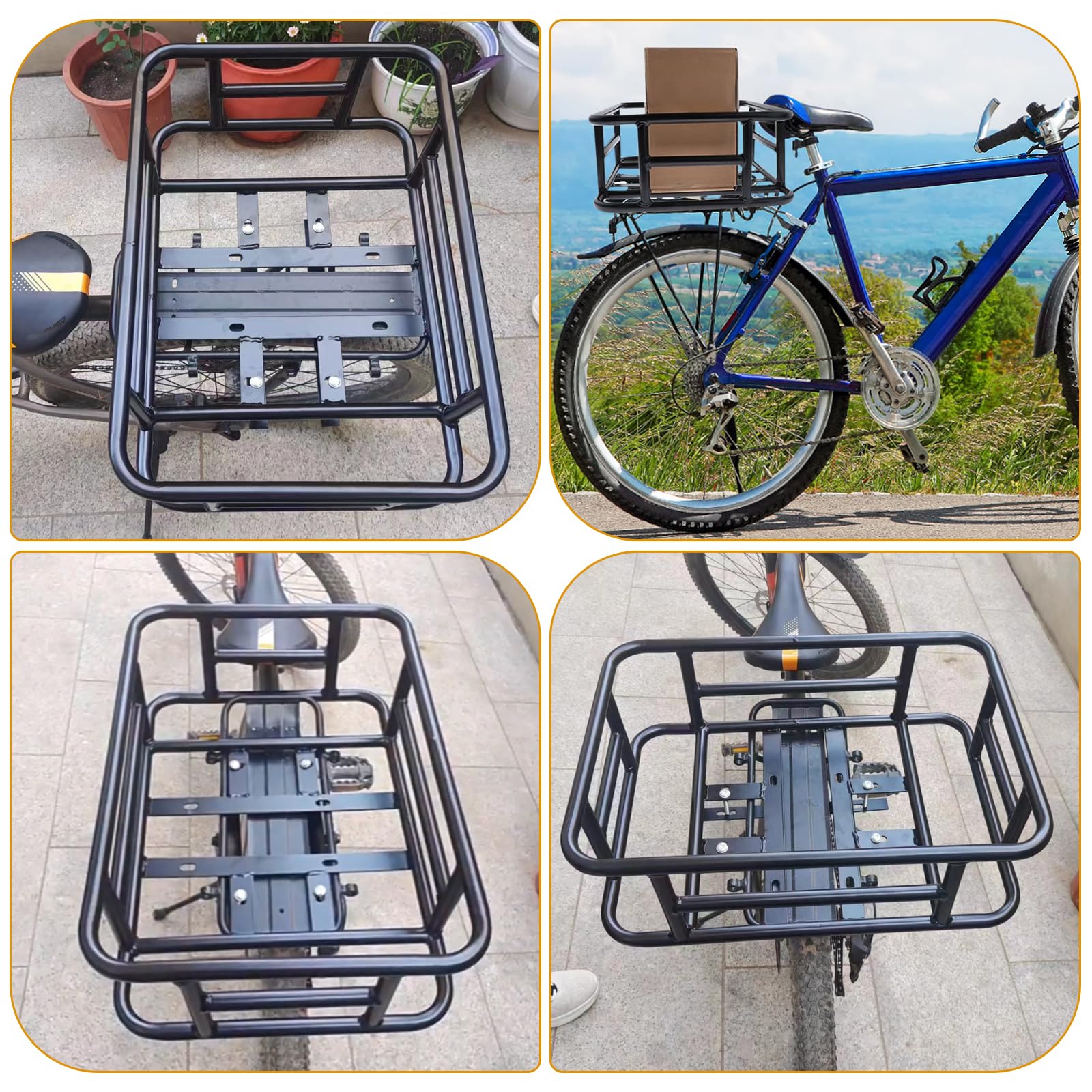 Cesta Trasera Grande para Bicicleta y Vehículos Eléctricos - Marco de Hierro, Multifuncional, Extraíble, de Metal (1 Pieza)