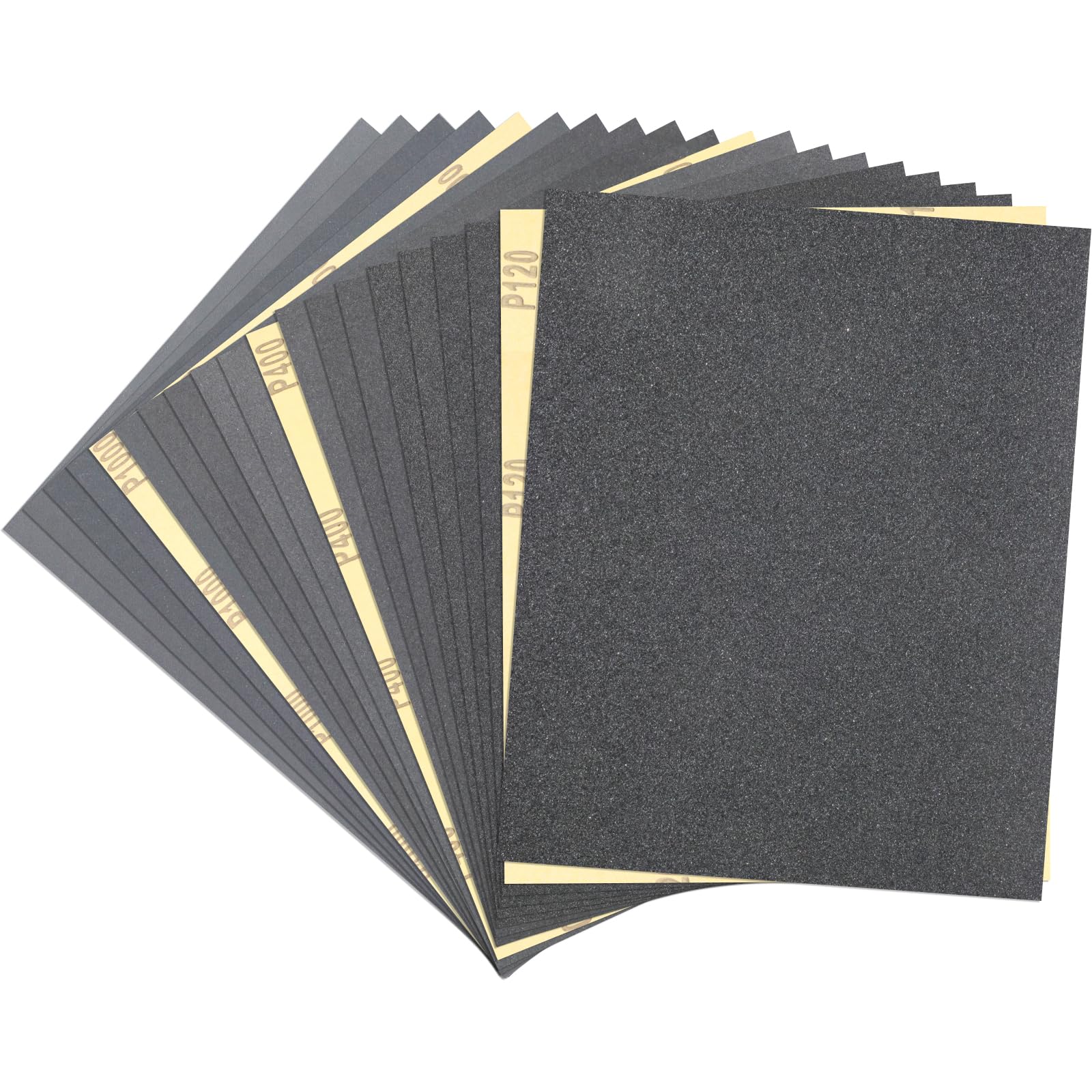 20 Pcs Sandpaper 120-2000 Grit Wet and Dry Sandpaper Sheets, 9 x 11 Inch Sand Paper Pack for Wood Furniture, Walls, Metal, Automotive Polishing & Finishing