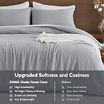 EMME Muslin Cotton Duvet Cover Set Queen Size Linen Like Soft Breathable Lightweight Summer Comforter Cover Set with Zipper Closure