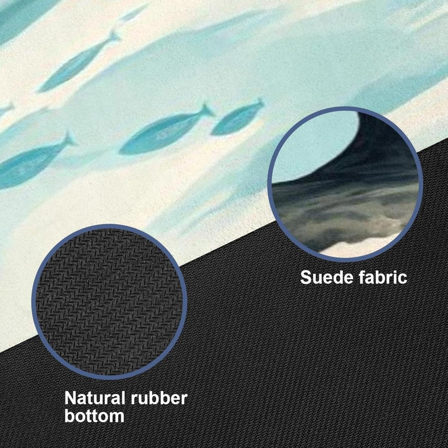 Yoga Towel, Whale Sea Pattern Non Slip Sweat Absorbent Hot Yoga Mat Towel for Hot Yoga, Pilates and Fitness - 72.8" x 26.8"