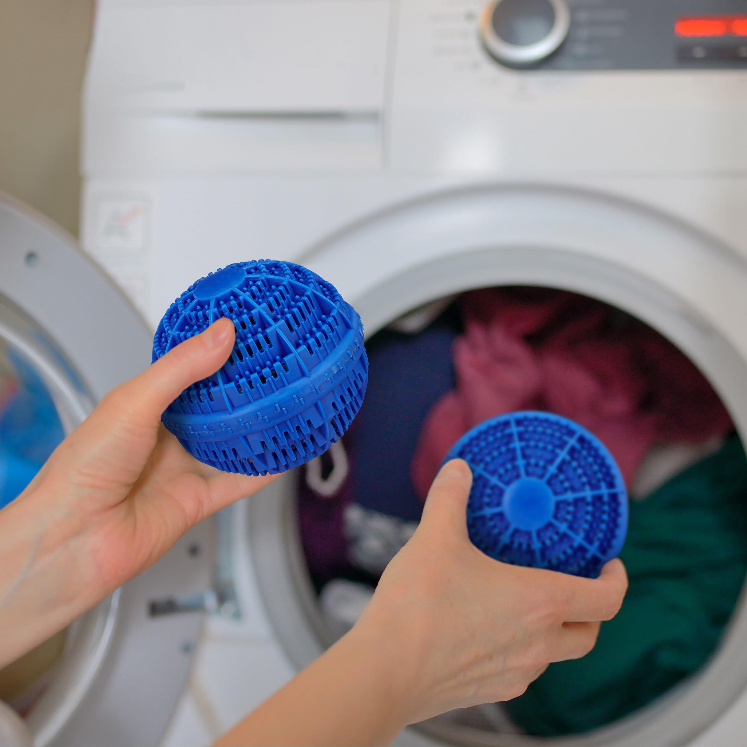 Relaxdays Ecobolas Lavadora, 2 Unidades, Pelotas Ecológicas Lavado, Eco Bolas Colada, Lavar Ropa sin Detergente, Azul