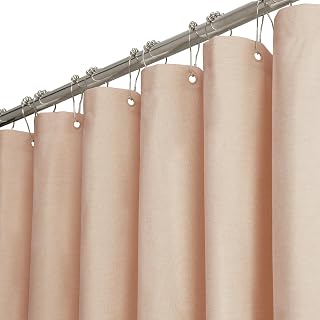 BTTN Blush Fabric Shower Curtain - Linen Textured Weighted Cloth Shower Curtain Set with 12 Plastic Hooks, Machine Washable, Hotel Spa Luxury, Decorative Neutral Bath Curtains for Bathroom, 72x72