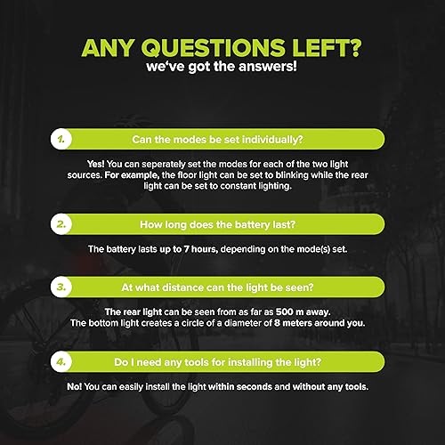 Miniatura 7 de VELMIA Luz trasera de bicicleta con iluminación de suelo de 360  Batería recargable  Mejora la visibilidad y la seguridad  Perfecto para conducción