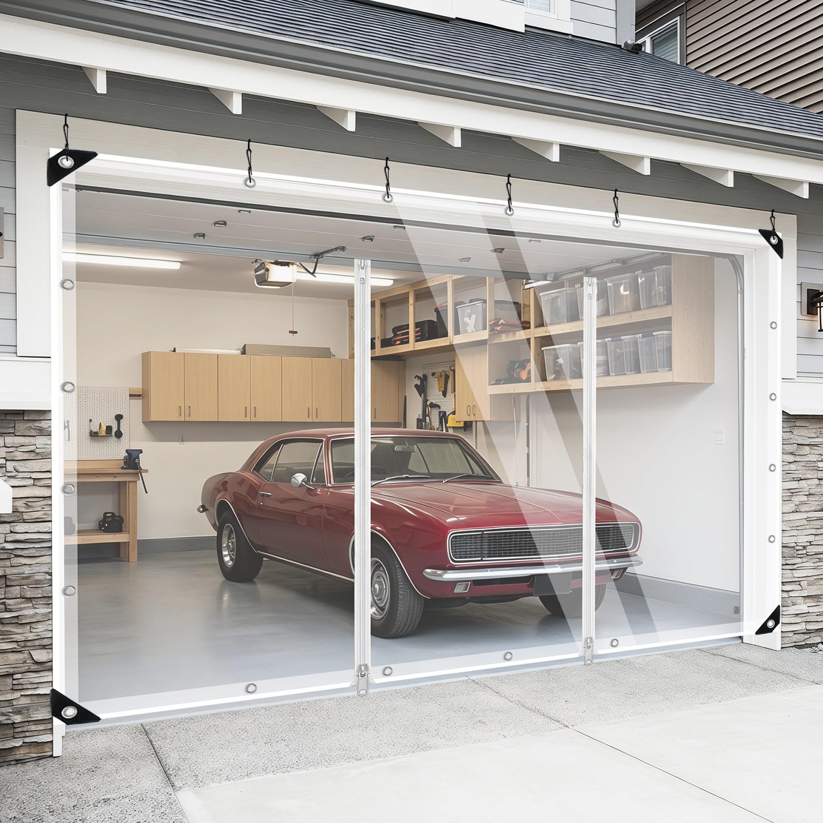 Bâche Transparente 420 g/m², avec 2 Fermetures éclair étanches(2.4 X 4.5M)