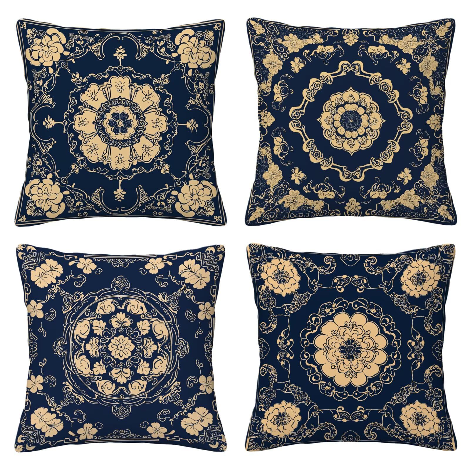 Kissenbezug 55x55 Retro 4er Set Samt Kissenbezüge Boho Zierkissenbezug Kissenhülle Dekorative Weiche Quadratische Dekokissenbezug Sofakissenbezug Couchkissen für Deko Schlafzimmer Wohnzimmer R-72