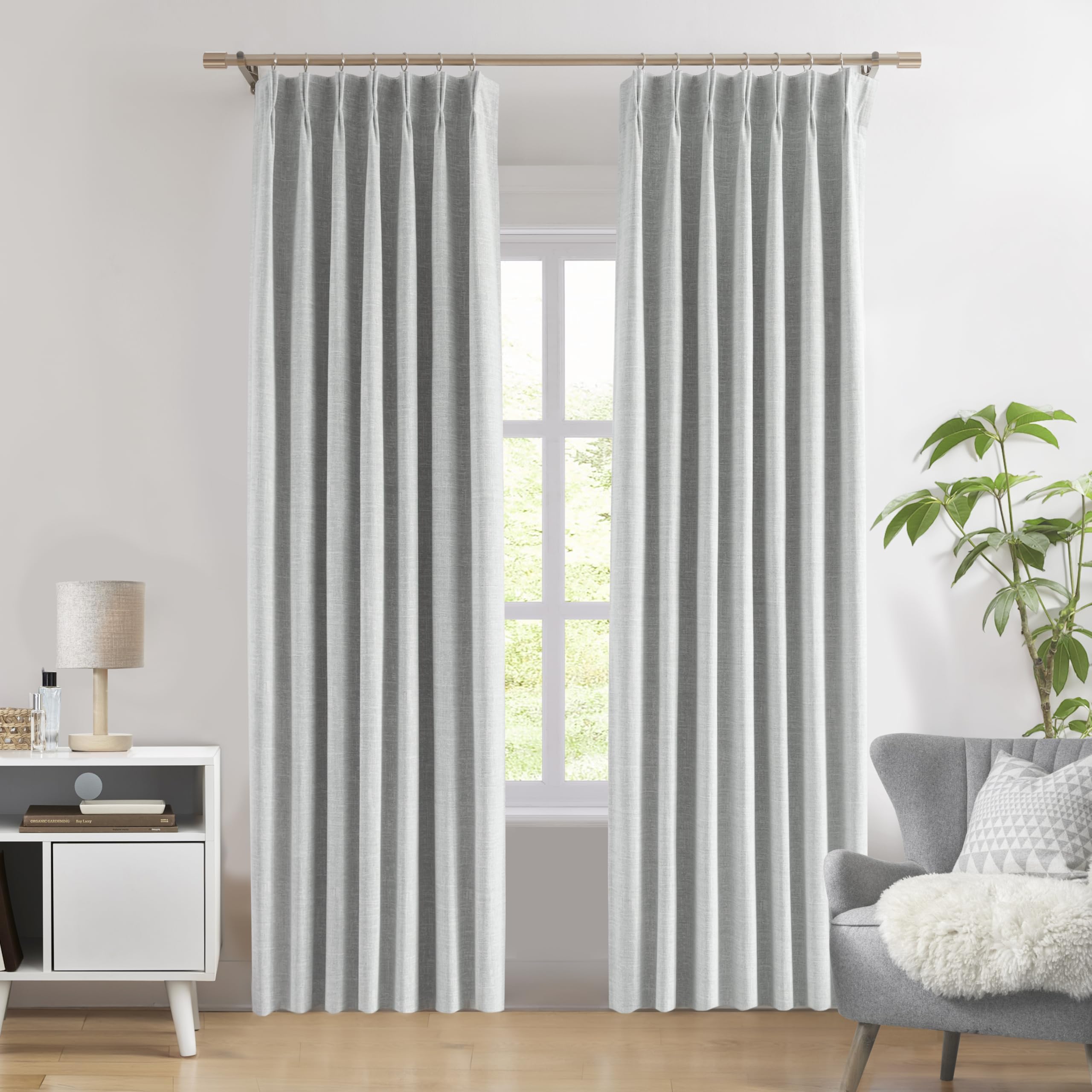 WEST LAKE Silver Grey Pinch Pleated 95% Blackout Window Curtain Panels