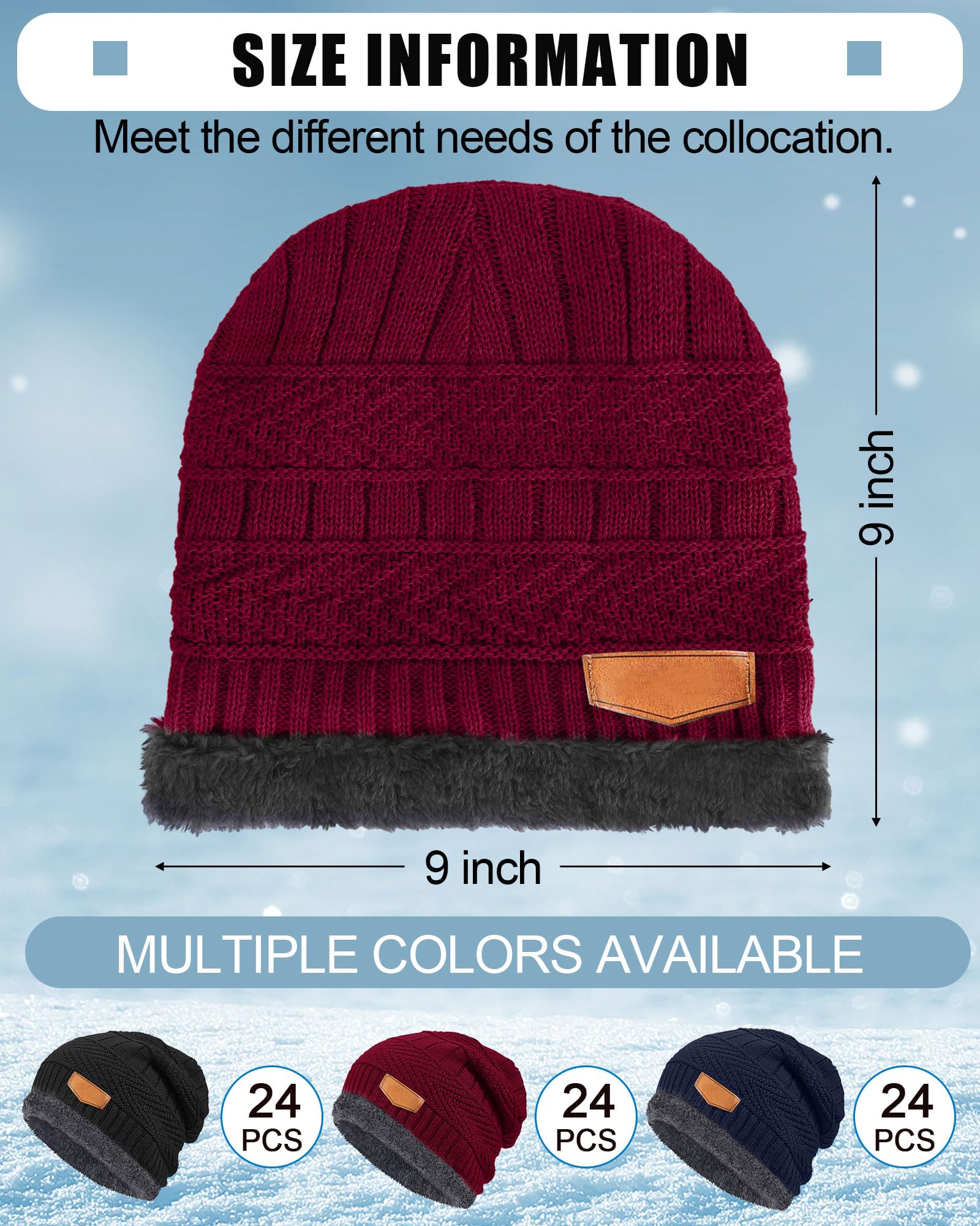 Geyoga 72 pezzi inverno maglia Beanie cappelli Bulk per senzatetto foderato in pile Beanie caldo berretto invernale lavorato a maglia