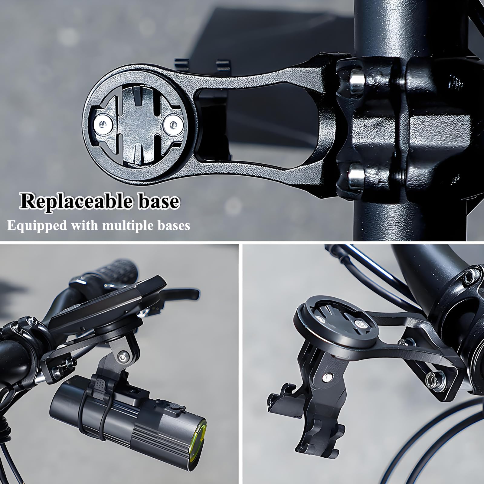 Uchwyt rowerowy do Garmin, stop aluminium, regulowany uchwyt na komputer rowerowy, uchwyt do roweru wyścigowego, zestaw kompatybilny z Edge Bryton Cateye (czarny)