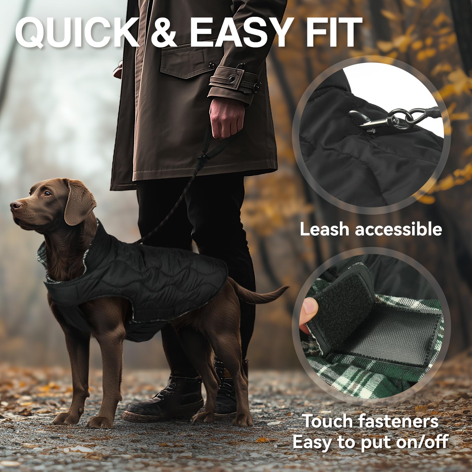 VIVAGLORY Softjoy Dog Coat, Coat & Jacket for Dog Winter & Christmas, Jacket with Harness Hole - Image 4