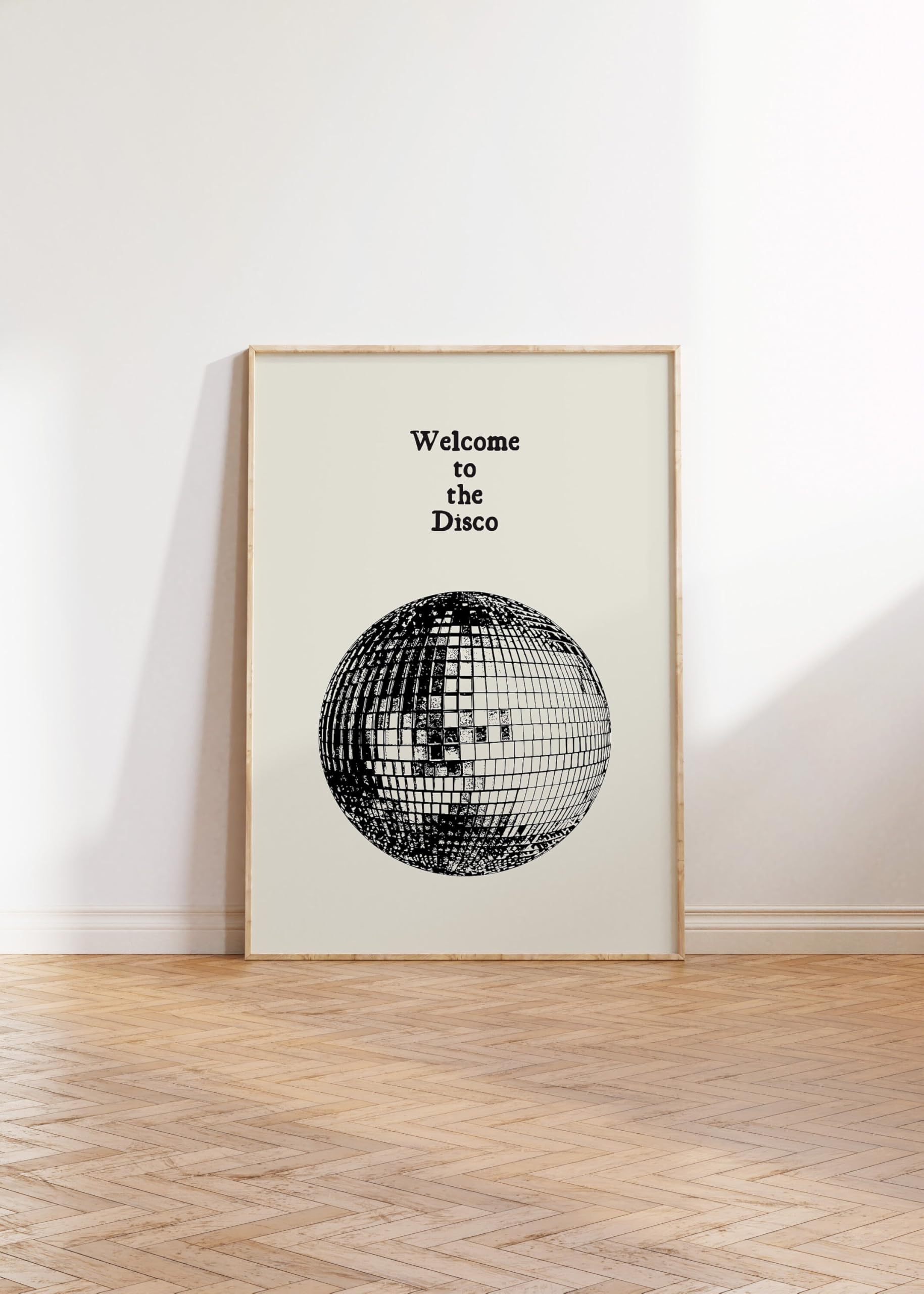 Welcome to the Disco Print Vintage Disco Ball Poster Aesthetic Wall Art Print Minimalist Dancing Decor Retro Art Print Unframed #250
